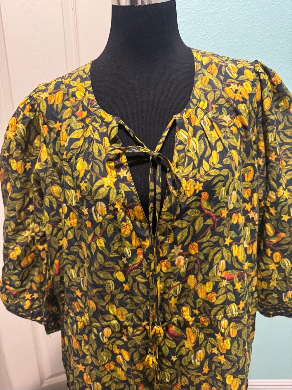 FARM Rio Star Fruits Maxi Yellow & Green Floral Tie-Front Maxi Dress - Picture 2 of 7